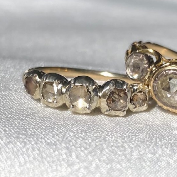 Georgian Era 18k Rose Cut Diamond Half Hoop Ring